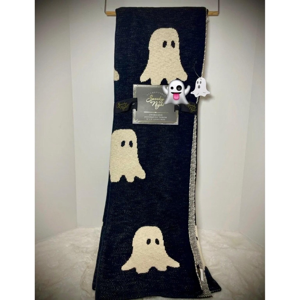 Authentic Spooky Night‎ Ghost Throw Blanket Oversized Halloween Decor 50x70